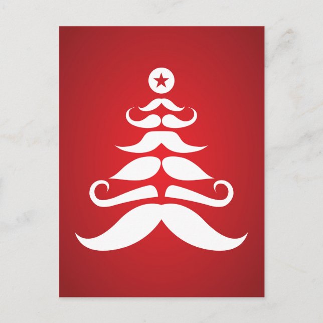 Santa's Moustache Christmas Tree Holiday Postcard (Front)