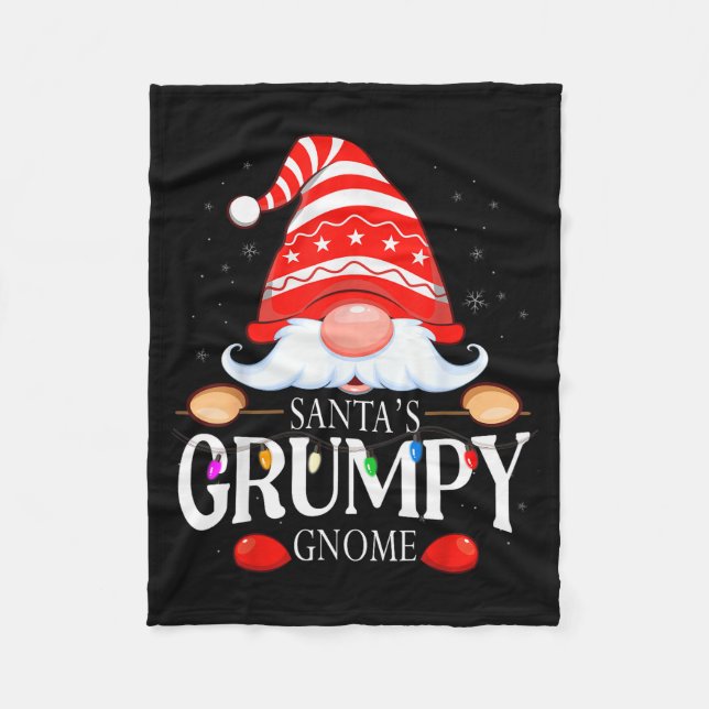 Santa's Mpy Gnome Matching Christmas Pajama  Fleece Blanket (Front)
