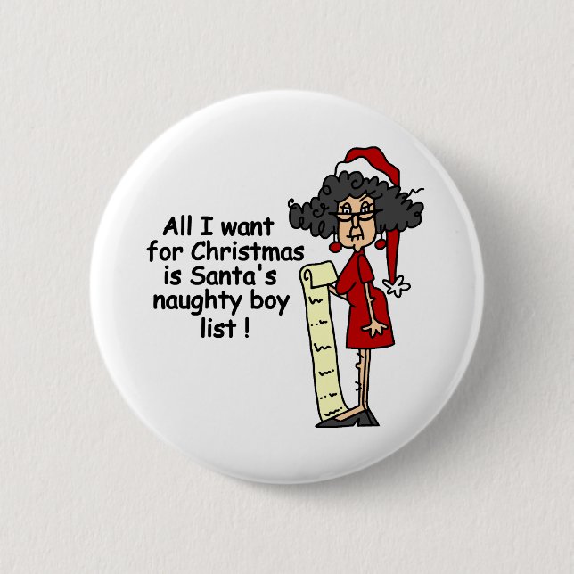 Santa's Naughty Boy List 2 Inch Round Button (Front)