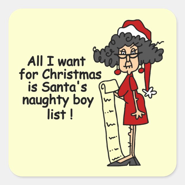 Santa's Naughty Boy List Square Sticker (Front)