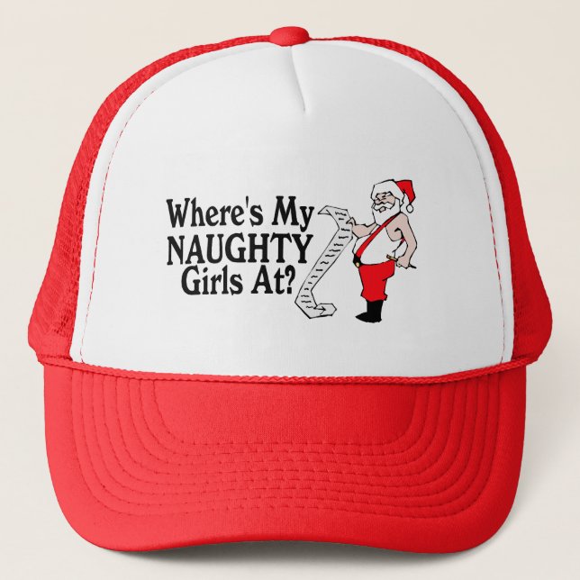 Santas Naughty Girl List Trucker Hat (Front)