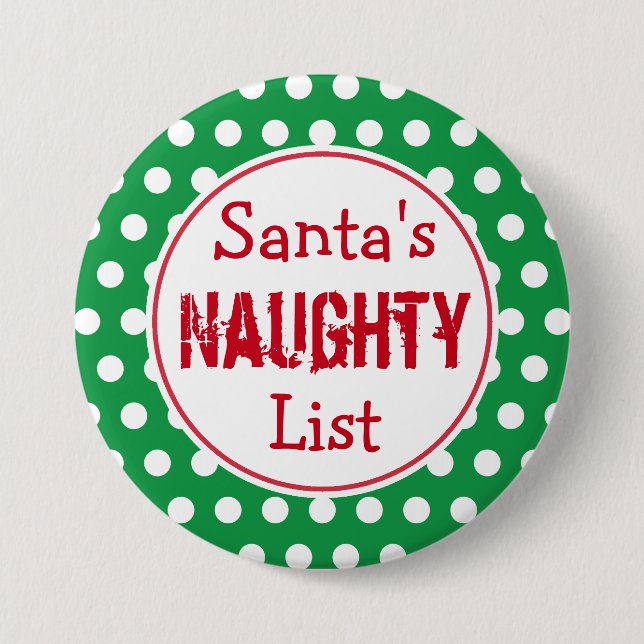 Santa's Naughty List Christmas Button (Front)