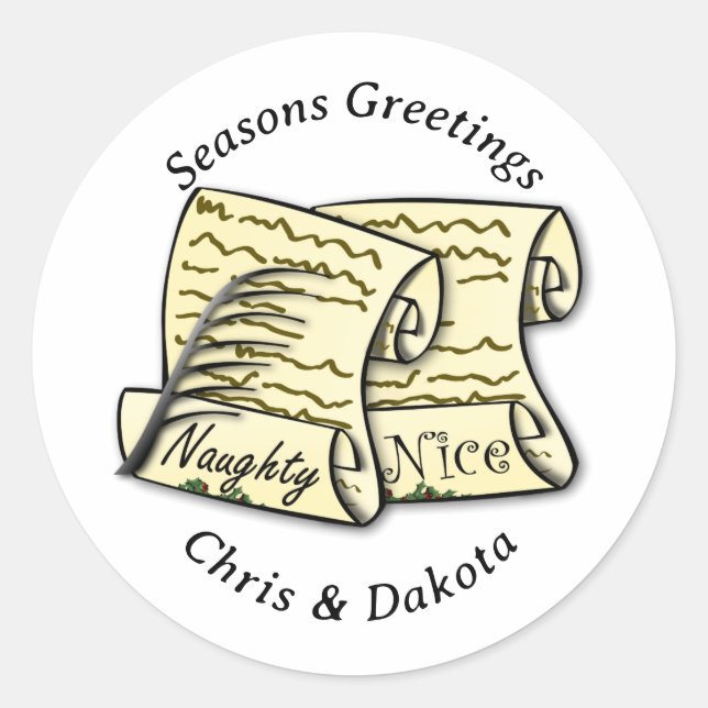 Santa's Naughty List Christmas Classic Round Sticker (Front)