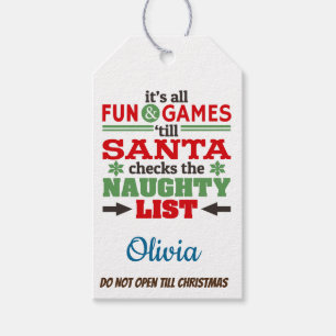 Santa's Naughty List Christmas Design/Personalized Gift Tags