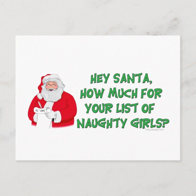 Santa's Naughty List Holiday Postcard (Front)