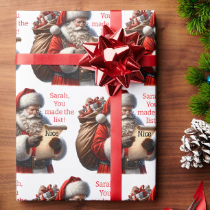 Santa's Naughty & Nice List Add Name Christmas Wrapping Paper