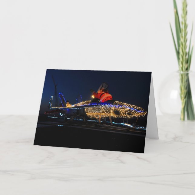Santa's  Navy Christmas Sled Holiday Card (Front)