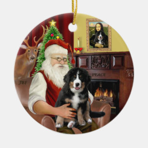 Santas new- Bernese Mountain Dog Puppy (L) Ceramic Ornament