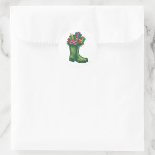 Santa's New Boots Classic Round Sticker