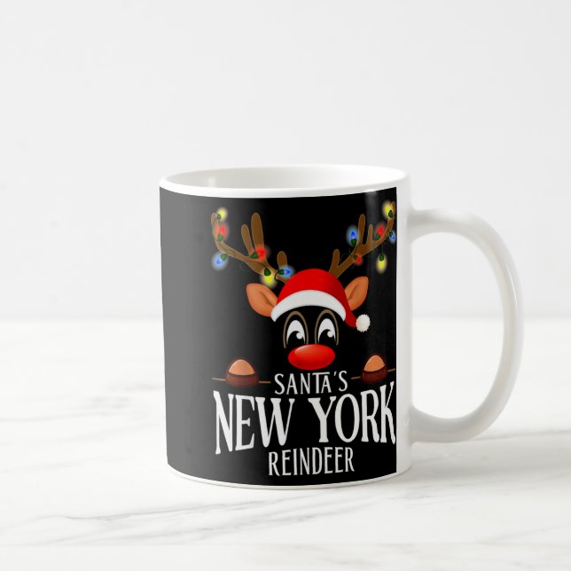 Santas New York Reindeer Funny Xmas Matching Pjs  Coffee Mug (Right)