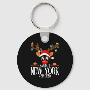 Santa's New York Reindeer Funny Xmas Matching Pjs Keychain