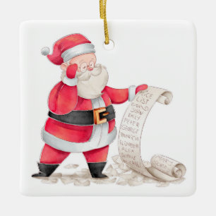 Santa's Nice List Ceramic Ornament