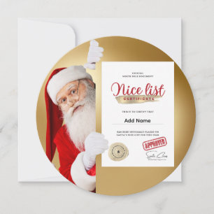 Santa's Nice List Certificate Editable Holiday Card