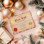 Santa's Nice List Christmas Certificate Postcard<br><div class="desc">Official Certificate signed by Santa Claus,  recognizing good behaviour and kindness. Personalize with name and year! Have fun with this beautiful surprise.</div>