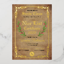 Santa's Nice List Foil Certificate
