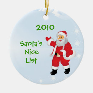 Santa's Nice List Ornament with Customizable Year