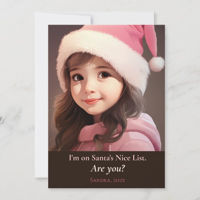 Santa's Nice List Photo Christmas Card (Front)