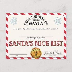 Santa's Nice List Postcard