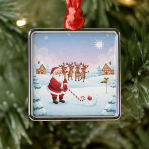 Santa's North Pole Holiday Golfing Fun  Metal Ornament