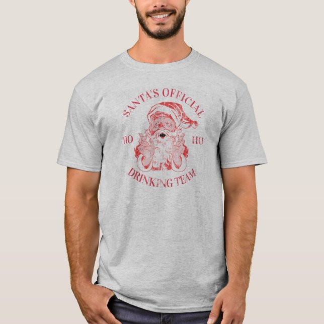 Santa's Official Drinking Team T-Shirt (Front)