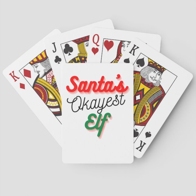 Santa's Okayest Elf | Funny Christmas Playing Cards (Back)