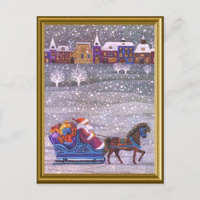 Santa's on his way holiday postcard (Front)