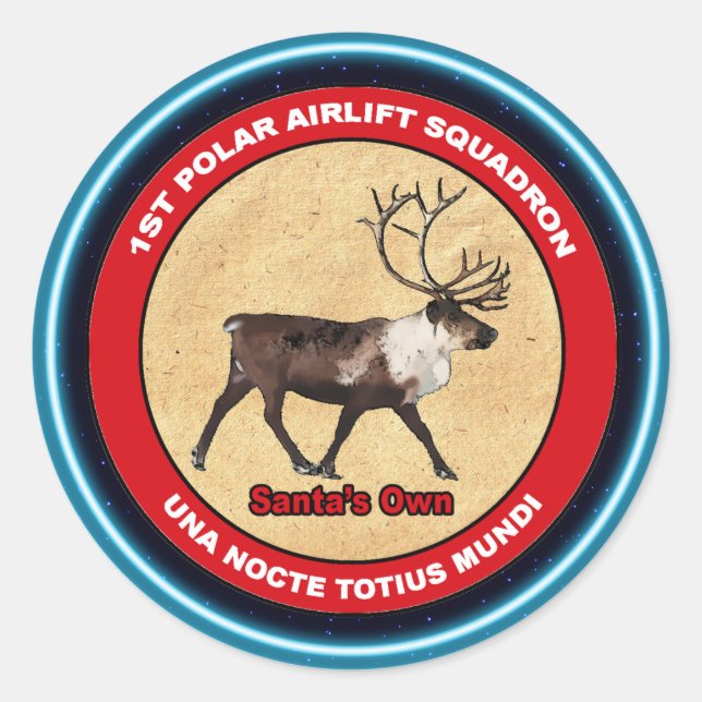 Santa's Own - 1st Polar Airlift Squadron Classic Round Sticker (Front)