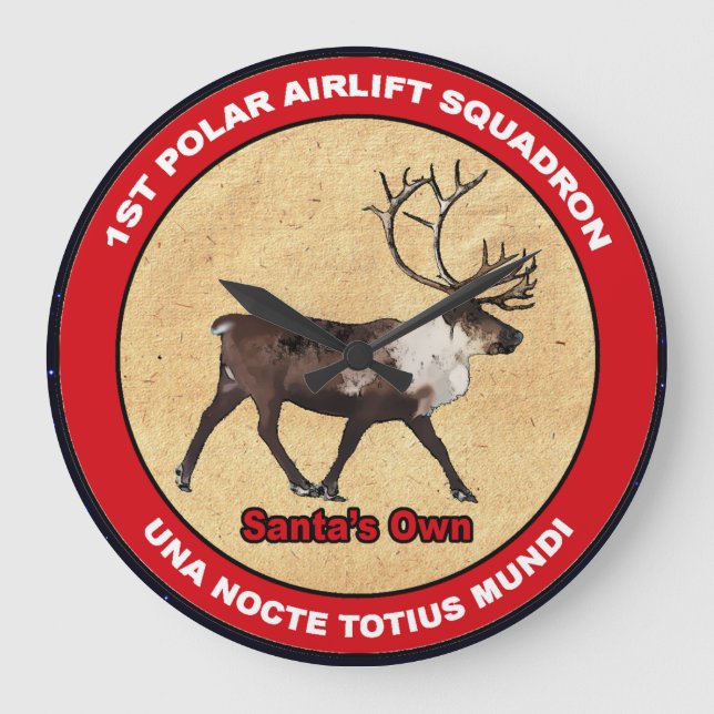 Santa's Own - 1st Polar Airlift Squadron Large Clock (Front)