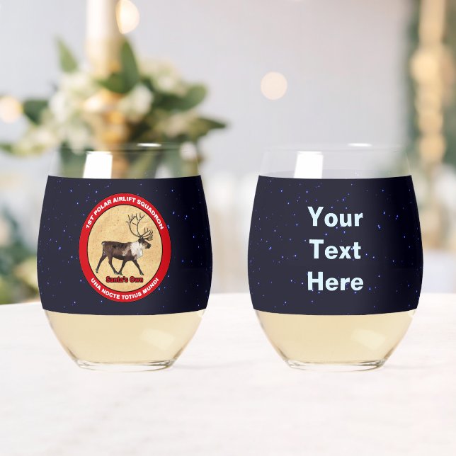 Santa's Own - 1st Polar Airlift Squadron Stemless Wine Glass (Insitu (Wedding))