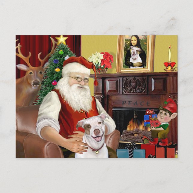 Santa's Pit Bull #2 Holiday Postcard (Front)