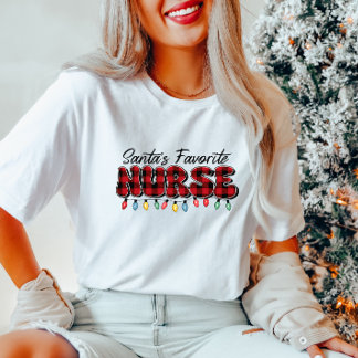 Santa's Plaid Favourite Nurse T-Shirt