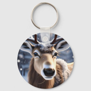 Santas Pretty Close Up Reindeer, Keychain