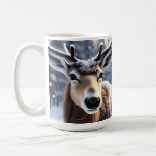 Santas Pretty Up Close Reindeer, Coffee Mug