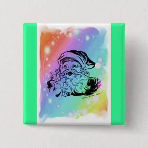 Santa's Rainbow 2 Inch Square Button