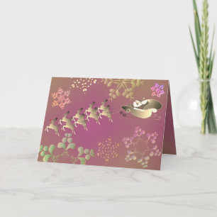 Santa's Reindeer and Snowflakes Card