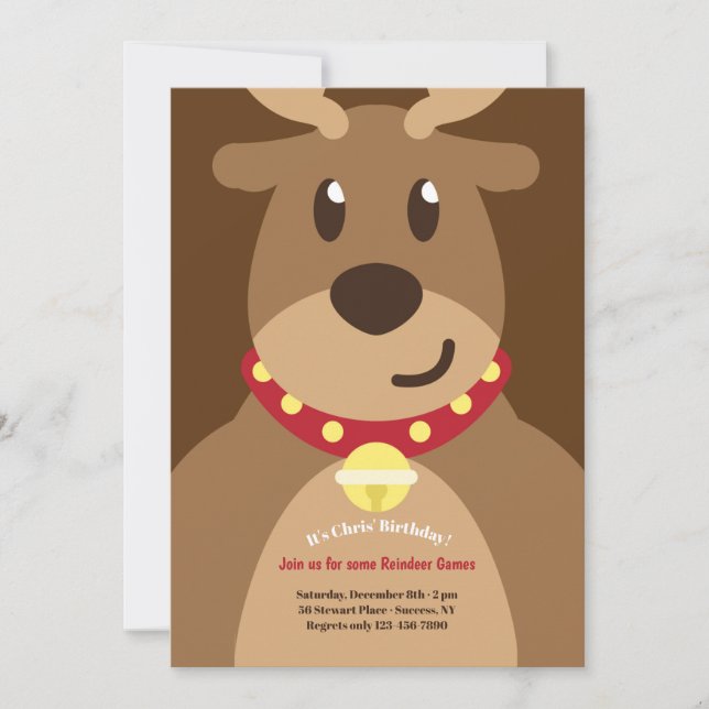 Santa's Reindeer Birthday Party Invitation (Front)