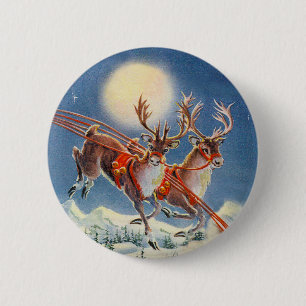 SANTA'S REINDEER by SHARON SHARPE 2 Inch Round Button