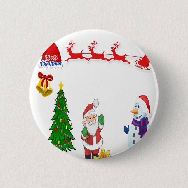 Santa's reindeer car 2 inch round button (Front)