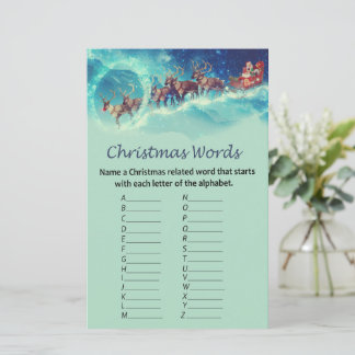 Santa's reindeer christmas alphabet words game