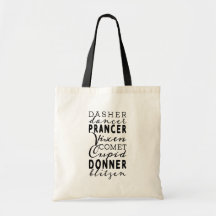 Santa's Reindeer Festive Winter Holiday Tote Bag