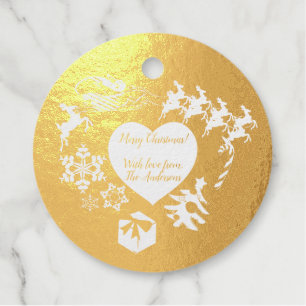 Santa's Reindeer Photo Christmas Foil Favour Tag