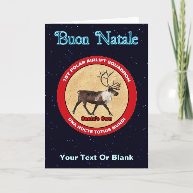Santa's Reindeer Squadron - Buon Natale Holiday Card (Front)