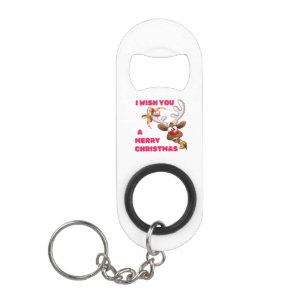 SANTA'S REINDEER WISHES YOU A MERRY CHRISTMAS KEYCHAIN BOTTLE OPENER