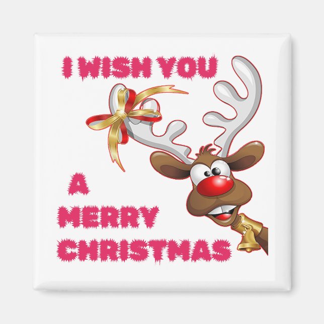 SANTA'S REINDEER WISHES YOU A MERRY CHRISTMAS MAGNET (Front)