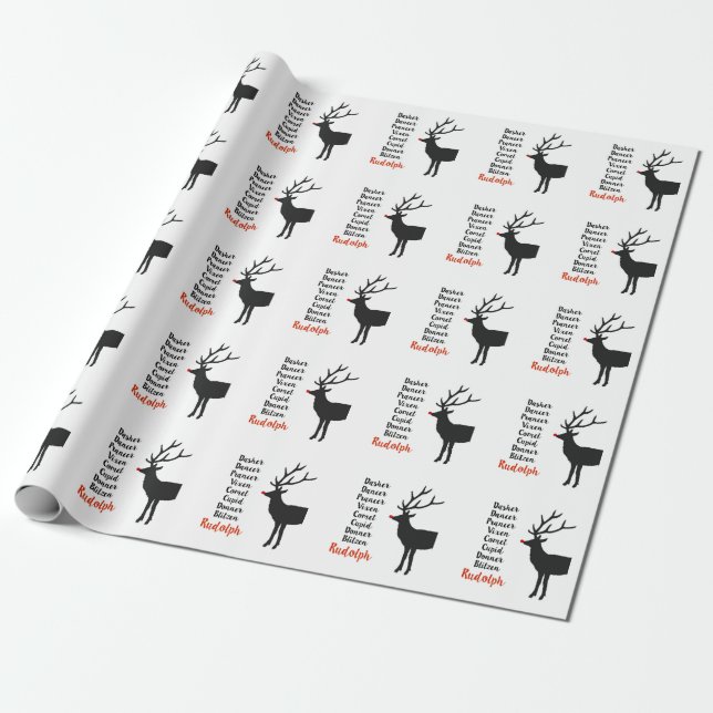 Santa's Reindeer | Wrapping Paper (Unrolled)