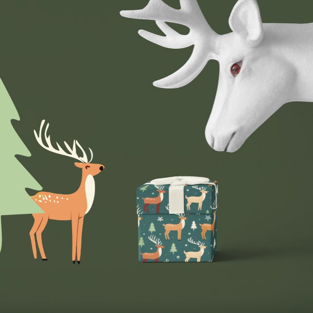 Santa's Retro Reindeer Wrapping Paper Sheet (Creator Uploaded)