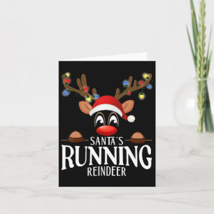 Santa's Running Reindeer Funny Xmas Matching Pjs Card
