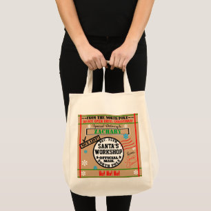 Santa's Sack Workshop Delivery NAME Tote Bag