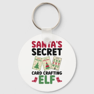 Santa's Secret Card Crafting Elf - Card Making Chr Keychain