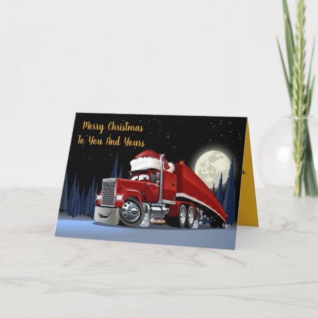 Santa's Semi Truck Christmas Holiday Card (Front)